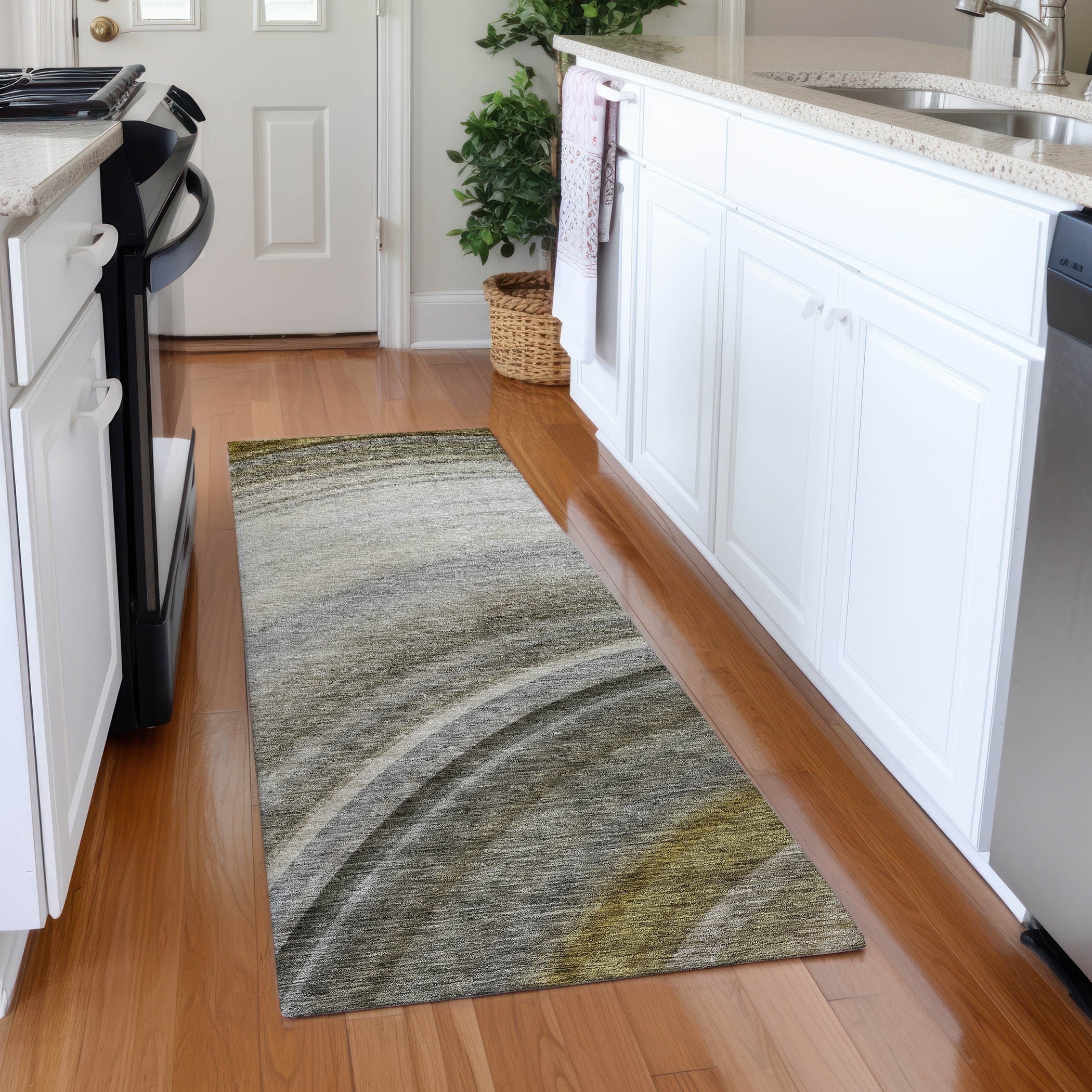 Machine Washable Indoor/ Outdoor Chantille Abstract Wave Rug