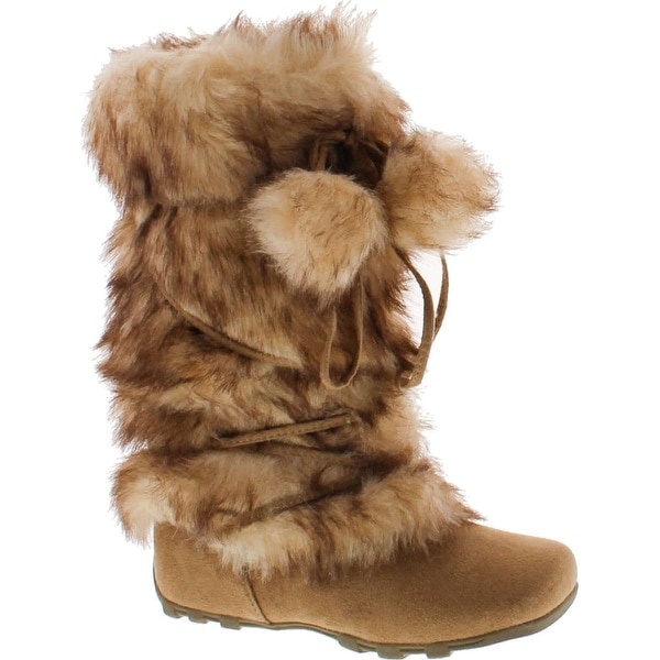 Blossom Womens Tara-Hi Pom Pom Winter Fashion Boots - Camel