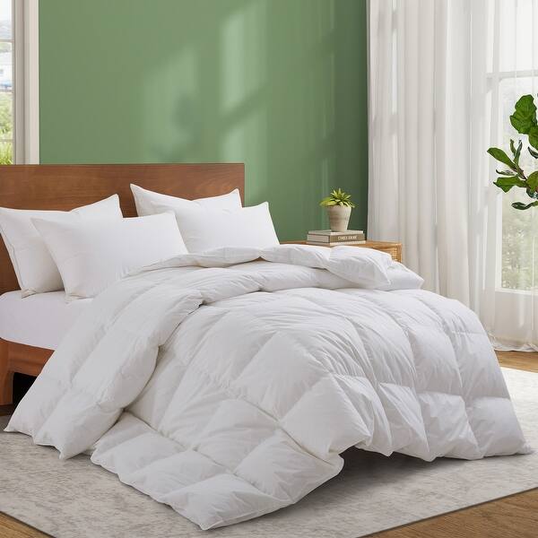 All Season Premium Goose Feather Duvet Insert with 100% Cotton Cover - King - White