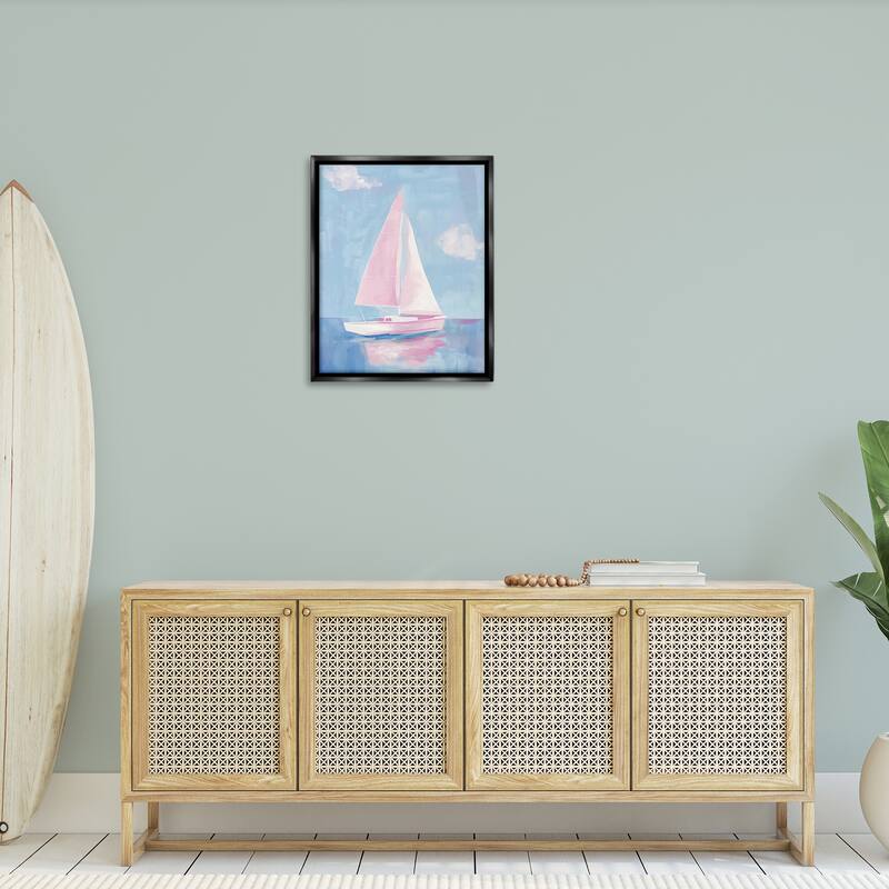 Stupell Muted Pink Sailboat Framed Floater Canvas Wall Art Design By Arlington Prints