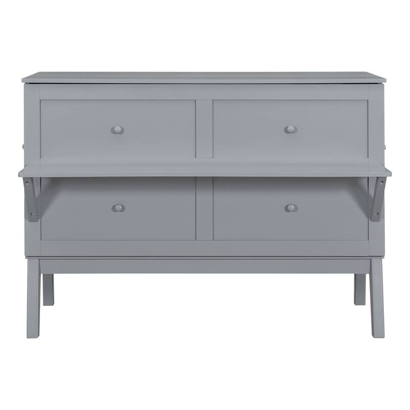Queen Size Foldable Murphy Bed Convertible Wall Cabinet Bed with USB Ports, Dual Power Outlets and Sliding Side Tables