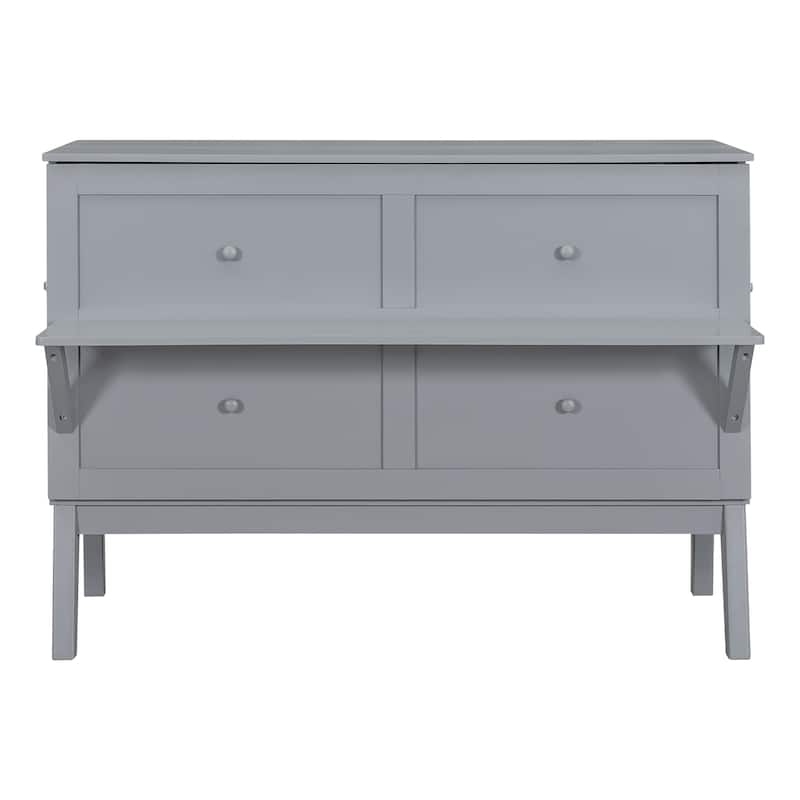 Queen Size Murphy Bed with USB Port and removable Shelves on Each Side,Gray