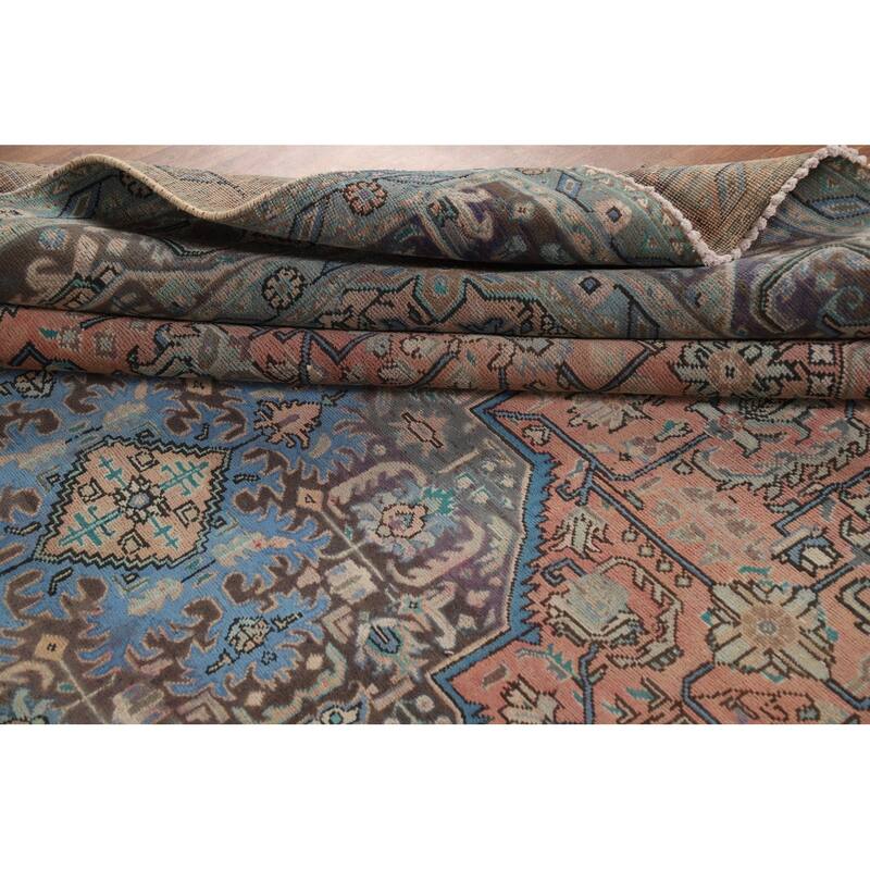 Light Pink Medallion Tabriz Persian Area Rug Handmade Wool Carpet - 9'9"x 12'8"