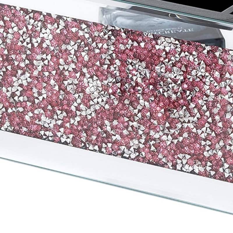 9" Pink And Silver Mirrored Glass Four Section Jewelry Organizer With Faux Crystals