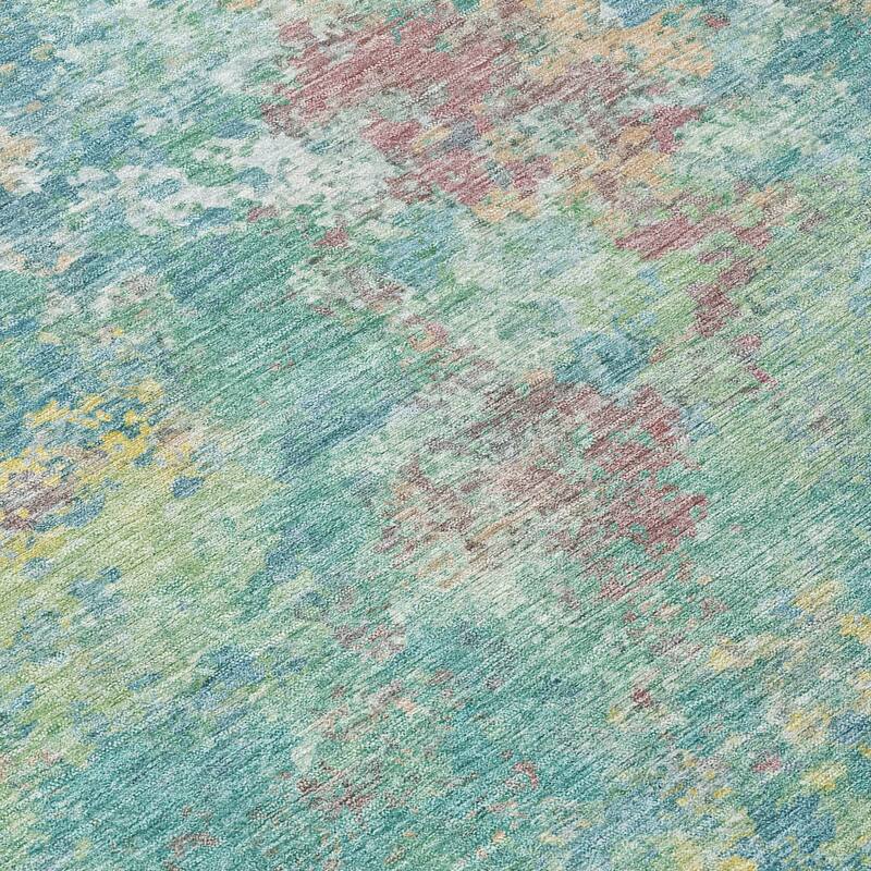 Machine Washable Indoor/Outdoor Abstract Watercolor Chantille Rug