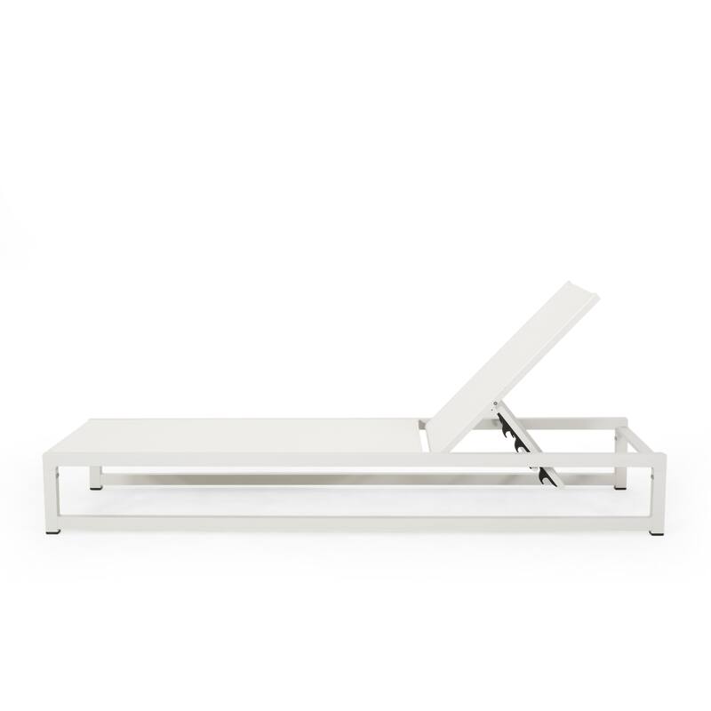Modesta Outdoor Aluminum Chaise Lounge Set with C-Shaped End Table by Christopher Knight Home