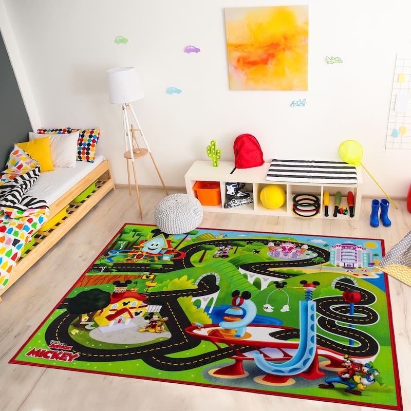 Licensed Disney Mickey Mouse Minnie Mouse Digitally Printed Youth Play Area Rugs - 4' 6" x 6' 6"