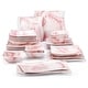 preview thumbnail 34 of 45, MALACASA Flora Wavy Modern Porcelain Dinnerware Set (Service for 6) Pink - 26 Piece