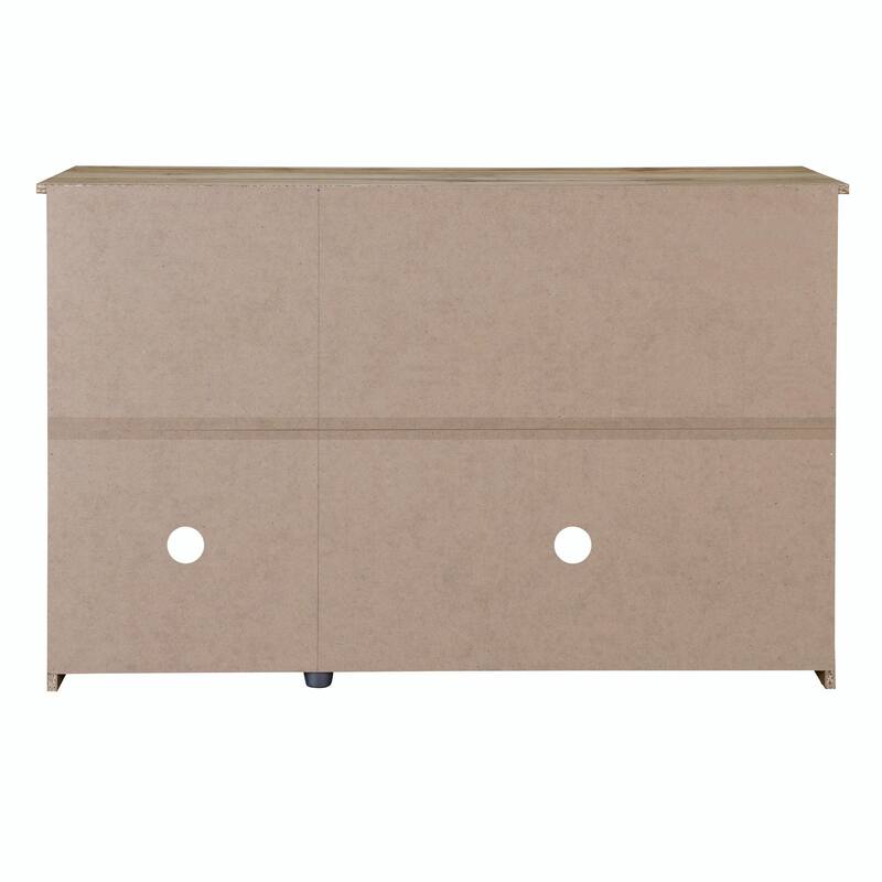 Retro 3-Door Sideboard - Large Storage with Rattan Doors and Metal Handles