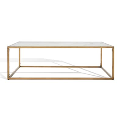 SAFAVIEH Couture Narda Rectangle Marble Coffee Table - 48 In W x 28 In D x 15 In H - 48Wx28Dx15H