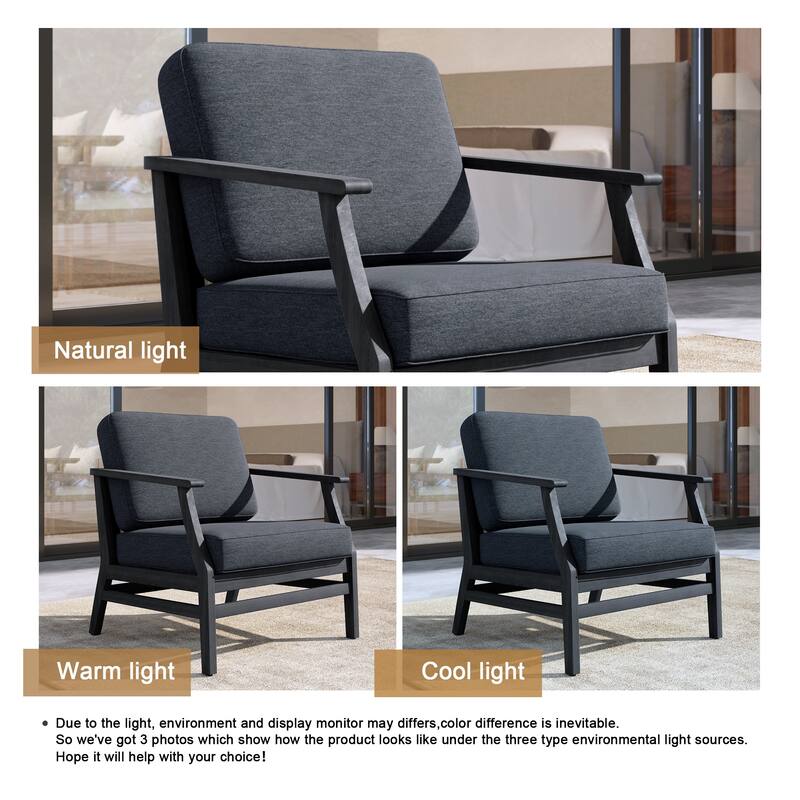 Outdoor Teak Wood Club Chairs with Cushions (Set of 2)