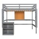 preview thumbnail 6 of 12, Full Size Wooden Loft Bed with Integrated Desk and 2-Drawer Cabinet , Sturdy Pine Construction