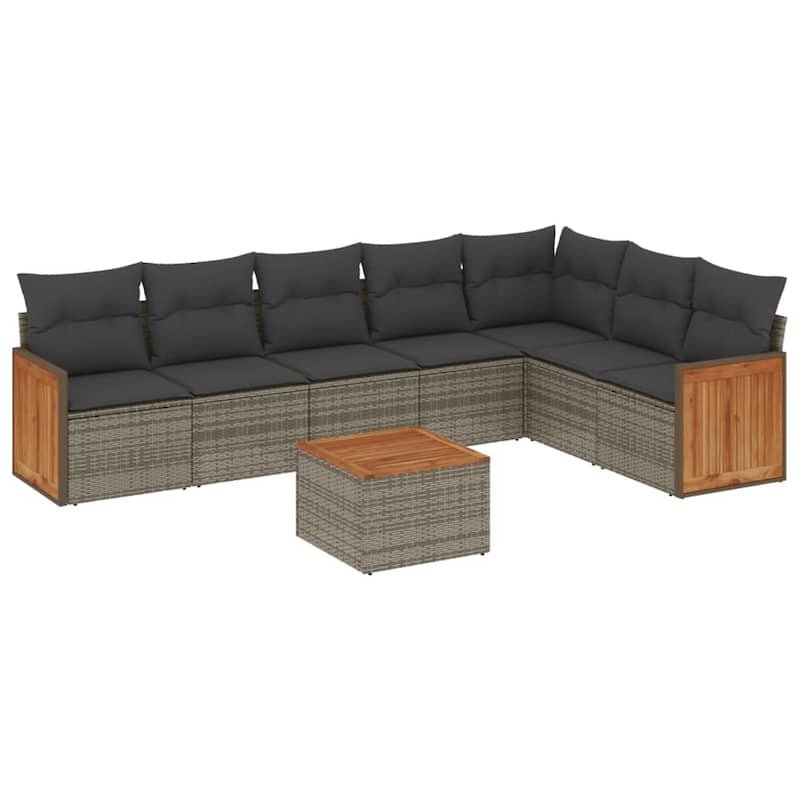 vidaXL Patio Sofa Set with Cushions Outdoor Conversation Furniture Poly Rattan