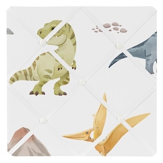 Sweet Jojo Designs Watercolor Dinosaur Dino Boy 13-inch Fabric Memory Photo Bulletin Board -Blue, Green, Modern Dinosaurs Nature