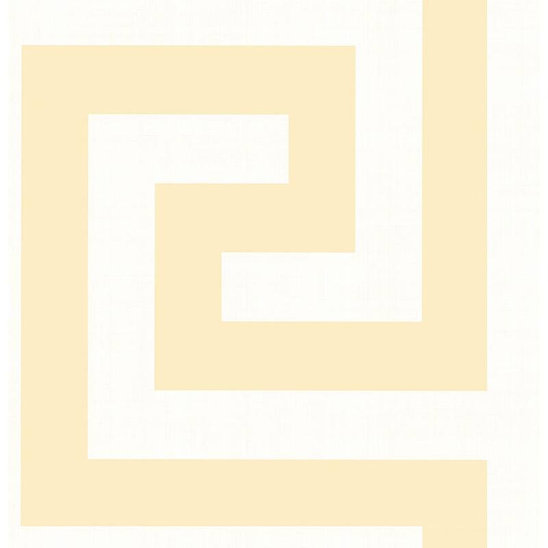 Seabrook Designs Vogue Greek Key Unpasted Wallpaper - 27 in. W x 27 ft. L - Metallic Gold and Off-White