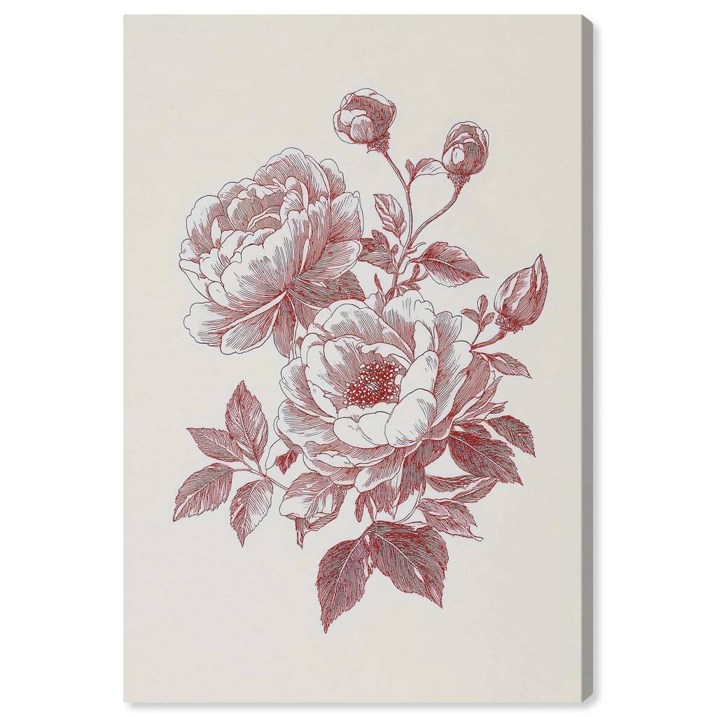 Breezy Red Pencil Blooms Canvas by Art Remedy, Gallery Wrapped