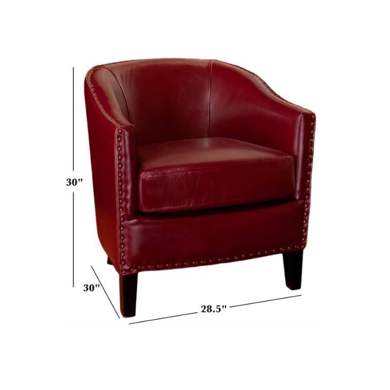 Roomfitters Faux Leather Club Chair with Nailhead Trim, Comfortable Cushioned Accent Armchair for Living Room Seating