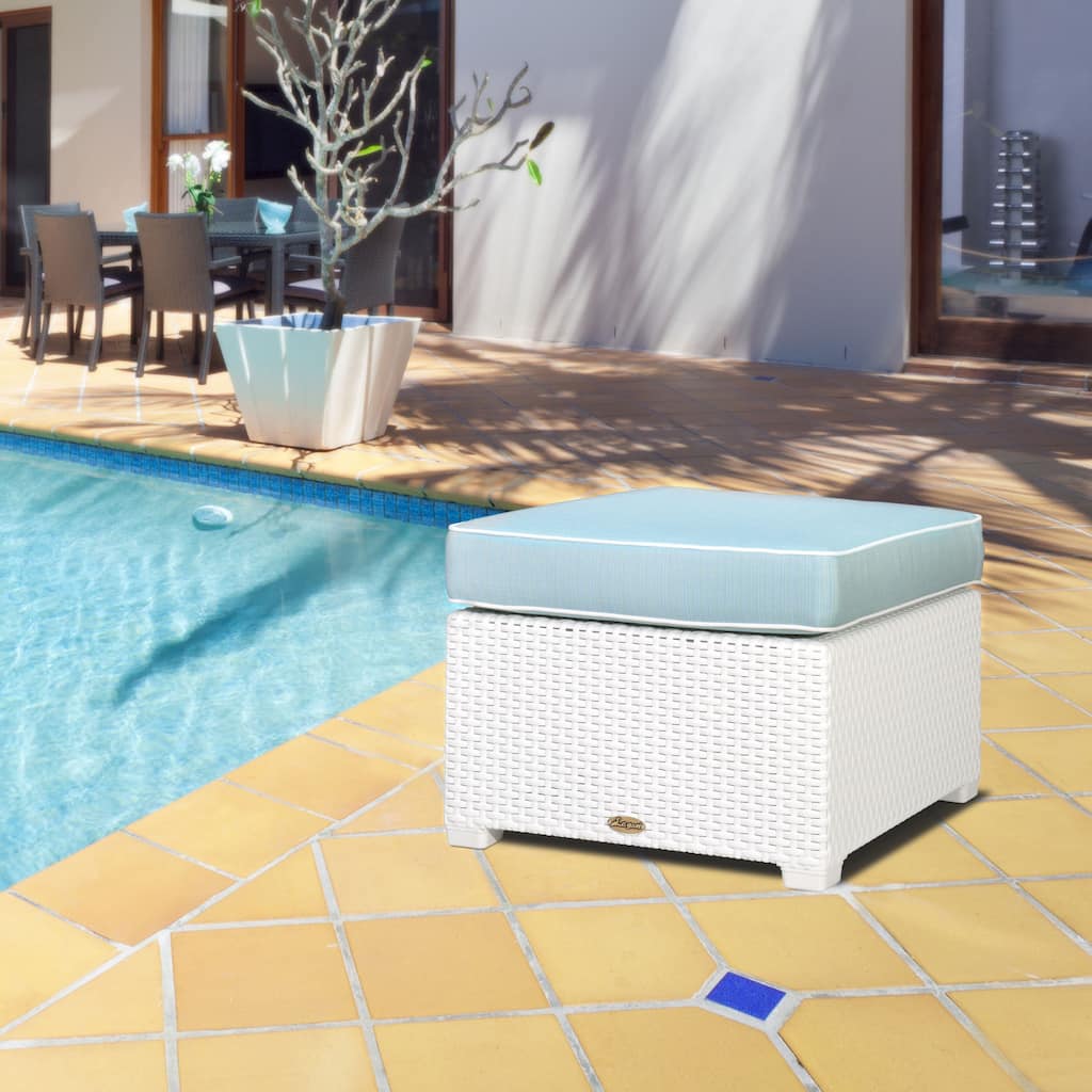 Magnolia Resin All-Weather Ottoman with Cushion