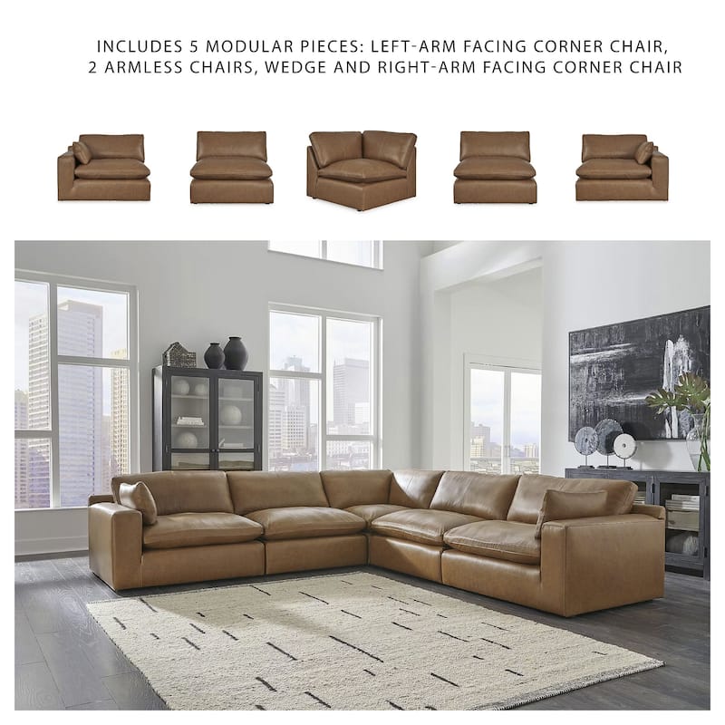 Signature Design by Ashley Emilia Medium Brown 5-Piece Sectional - 132"W x 132"D x 36"H