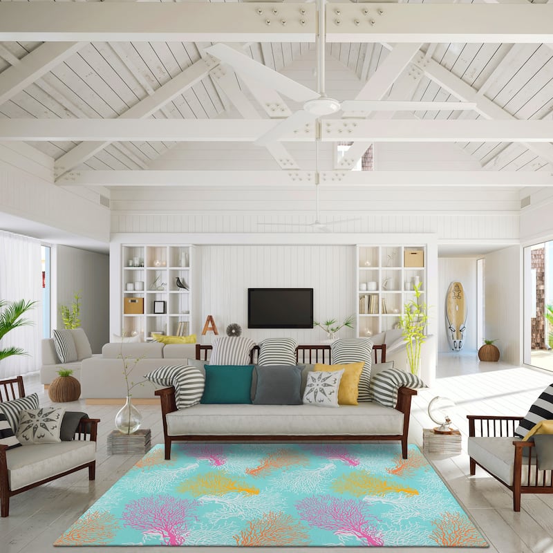 Indoor/ Outdoor Surfside Coral Rug New