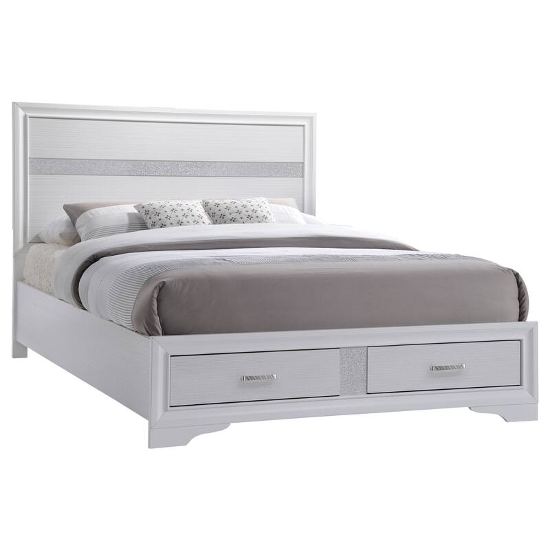Miranda Contemporary Wood Storage Panel Bed - White (Eastern King) - King