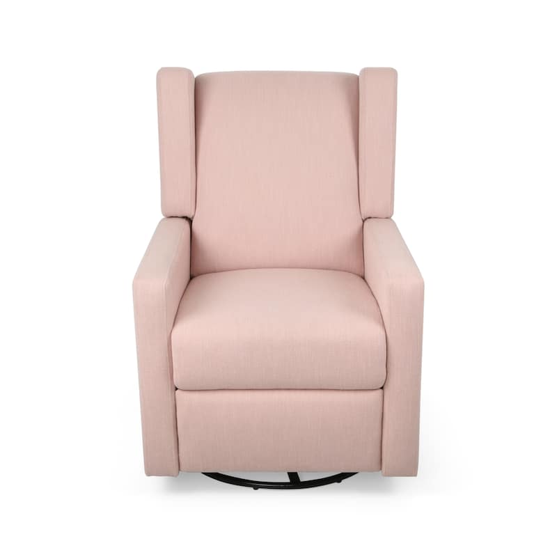 Hounker Contemporary Upholstered Swivel Recliner by Christopher Knight Home - Blush+Black