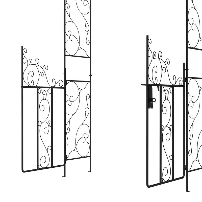 Outsunny 7.5ft Metal Garden Arch with Gate, Garden Arbor Trellis for Climbing Plants, Roses, Vines, Wedding Arch for Outdoor