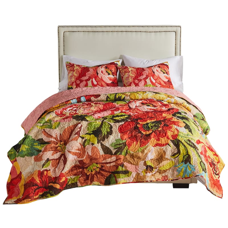 Greenland Home Fashions Senna Boho Floral Quilt and Pillow Sham Set
