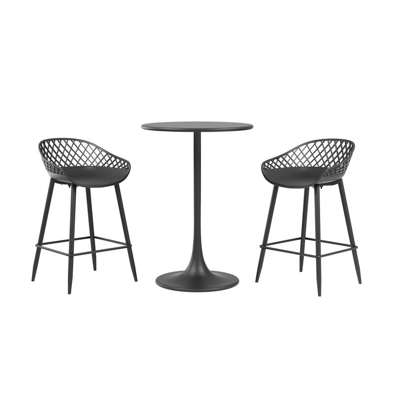 Kurv 3-Piece Counter Height Bistro Set, Weather Resistant, Indoor/Outdoor