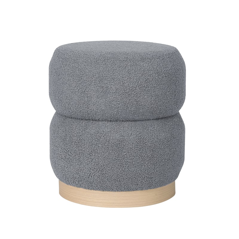 Adeco Teddy Round Upholstered Ottoman Stool