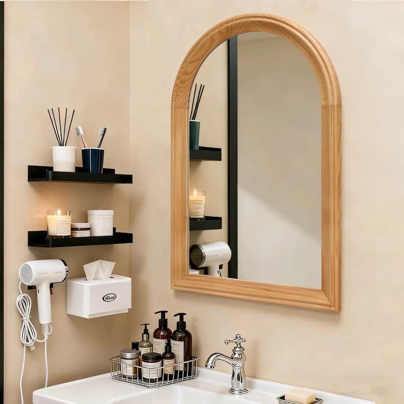 Transitional Arch Wood Frame Wall Accent Mirror - 24''x36''