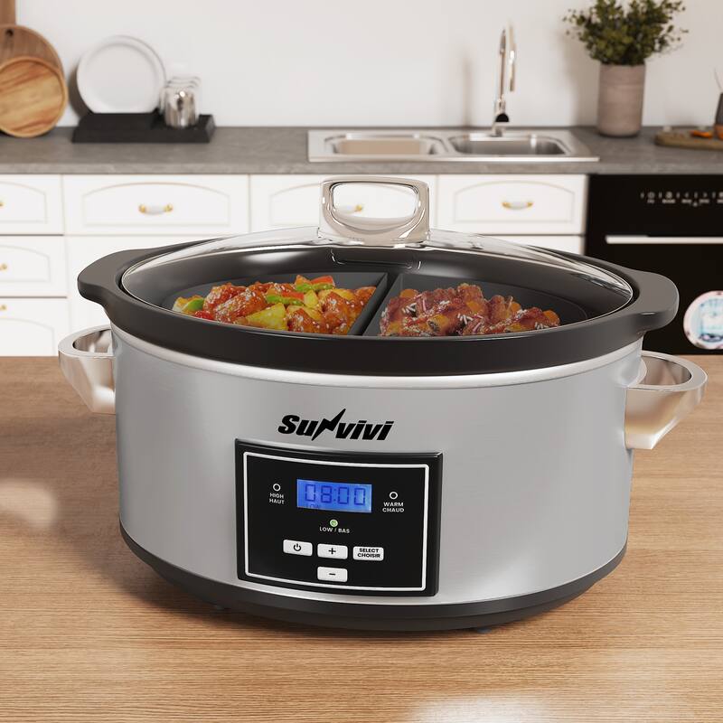 6 Quart Programmable Slow Cooker with 2 in 1 Silicone Liners