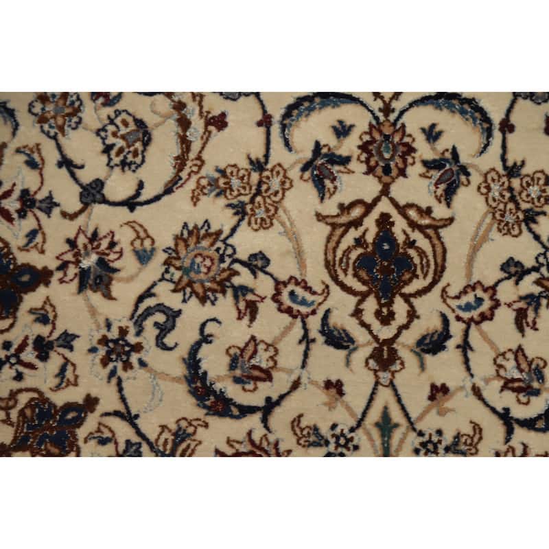Hand Knotted Oriental 100% Wool Carpet Traditional Floral Beige & Ivories Nain Area Rug - 5' 0'' X 3' 3''