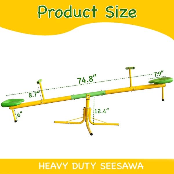 dimension image slide 0 of 3, Garden kids Playground Seesaw Steel Outdoor Seesaw 360 Degree Rotation Seesaw Playground Equipment - 74"W