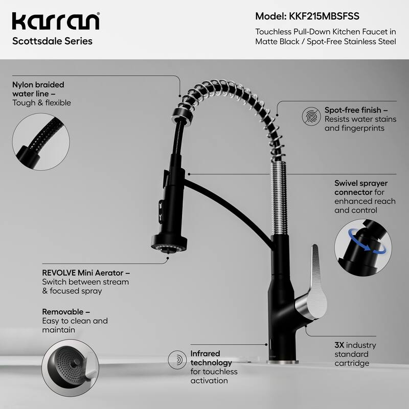Karran Scottsdale Single-Handle Pull-Down Sprayer Touchless Kitchen Faucet