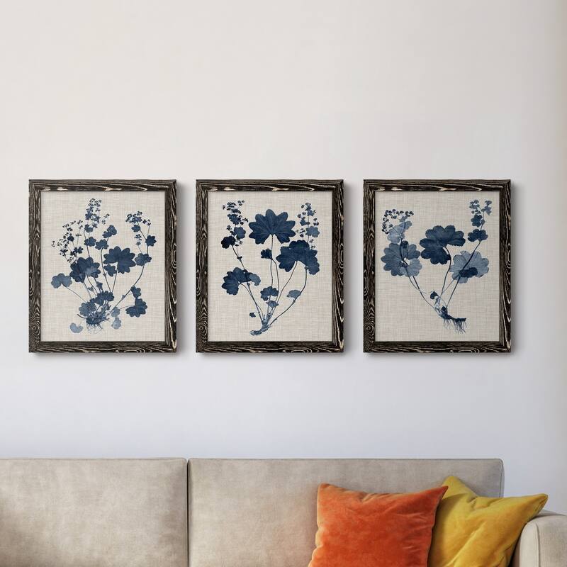 Navy & Linen Leaves II-Premium Framed Canvas - Ready to Hang - Multi-Color