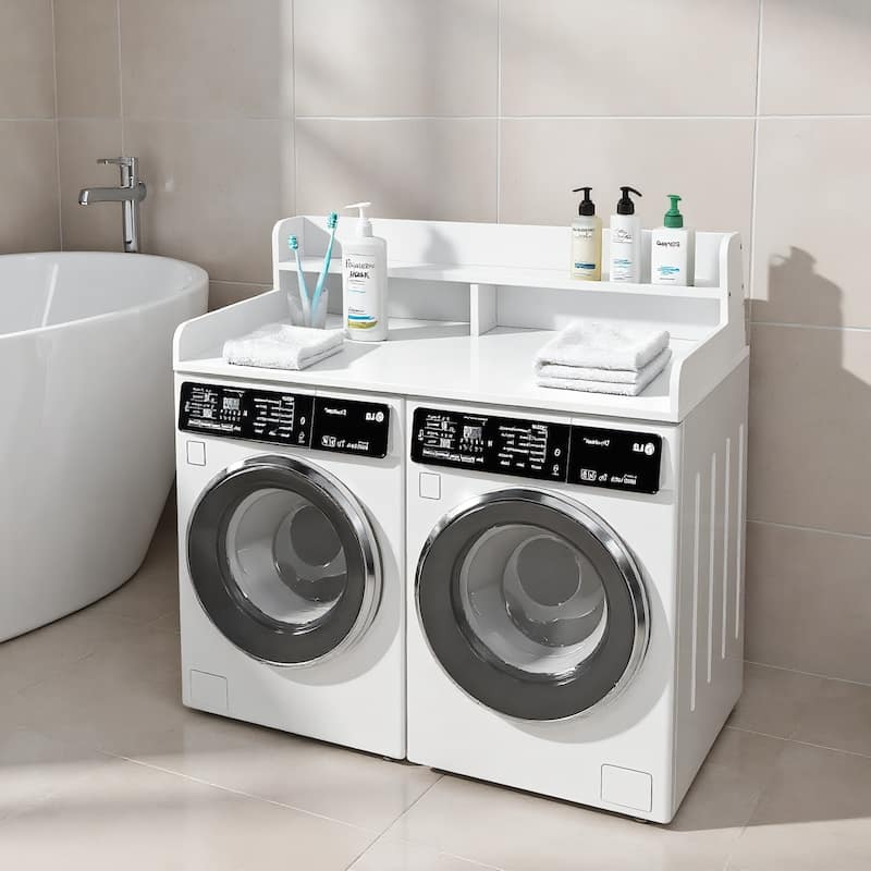 2-Tier Washer and Dryer Countertop with 2.75" H Guard, 54" W x 27.5" D Laundry Countertop Cover