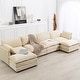 preview thumbnail 12 of 150, Corduroy Sectional Sofa with Removable Ottomans & Ultra-soft Cushions for Living Room & Bedroom 4 Seats with 2 Ottomans - Khaki