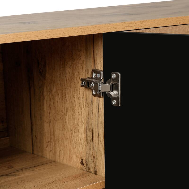 Carved Door Display Cabinet Entrance Cabinet, Classical Buffet Server Cabinet Base Cabinet with Metal Handles