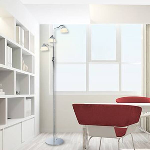 Shop Modern Chrome Floor Lamp 3 Light Corner Stand Lamp For Reading Overstock 31413484