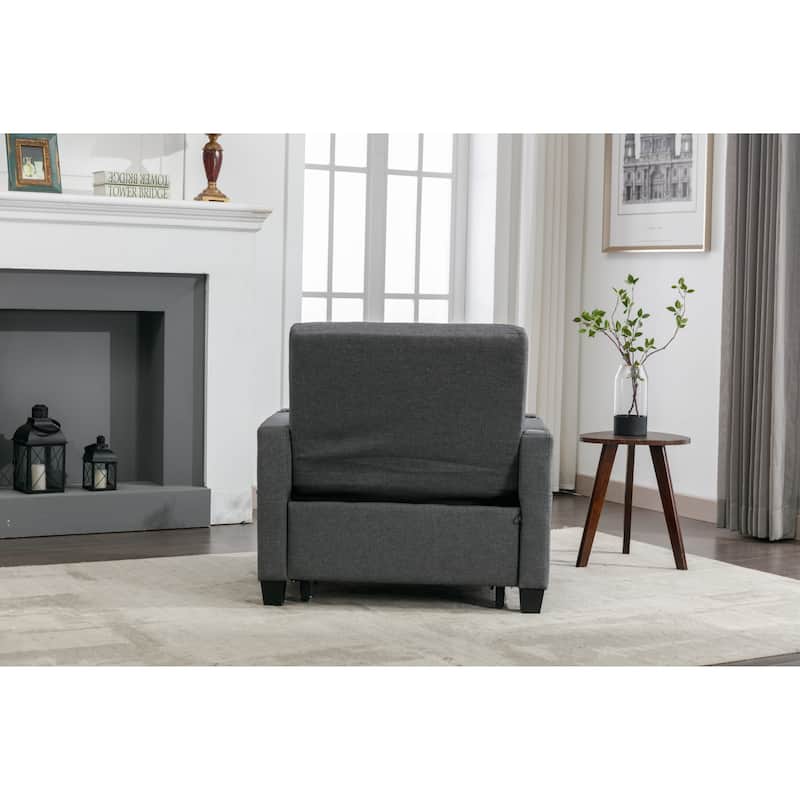 Dark Grey 68.12" Linen 3-in-1 Single Convertible Pull Out Sofa with USB Ports and Wear-resistantfor Living Room