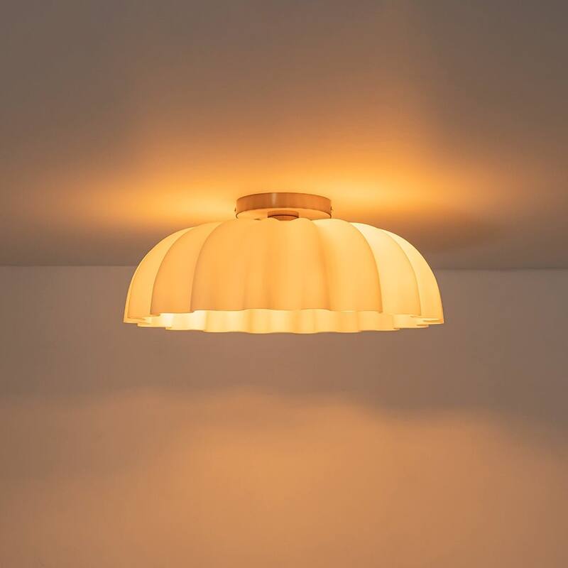 Creative 2-Light Shell Scalloped Glass Semi-Flush Mount - N/A