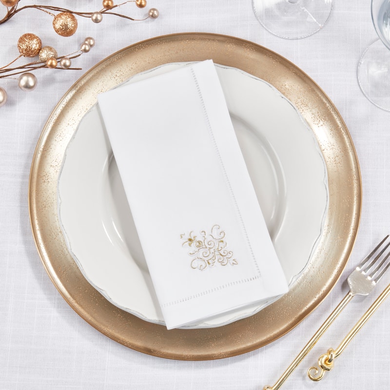 Festive Holiday Ornament Embroidered Napkin (Set of 6) - 20"x20"