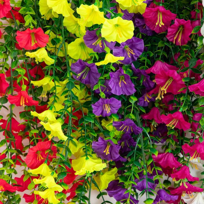 30-in UV Resistant Artificial Morning Glory Hanging Plant - Set of 6