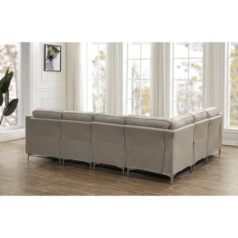 105.9" Flexible Combination Fabric Nailhead Trim Sectional Sofa