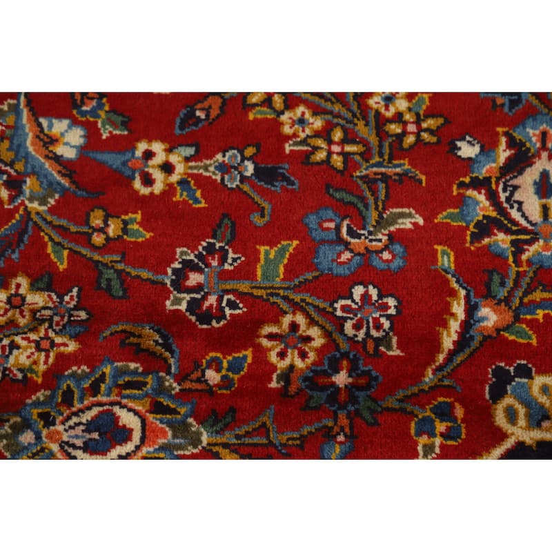 Hand Knotted Oriental 100% Wool Carpet Traditional Floral Red Kashan Area Rug - 13' 5'' X 9' 11''