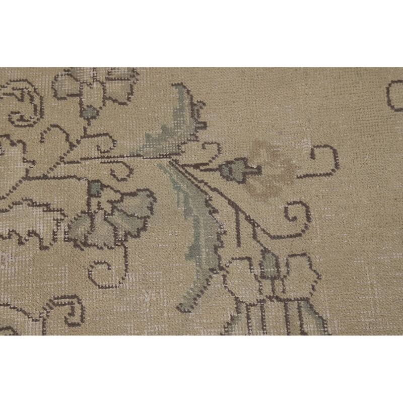 Tabriz Persian Vintage Area Rug Handmade Traditional Beige Wool Carpet - 9'6"x 12'10"