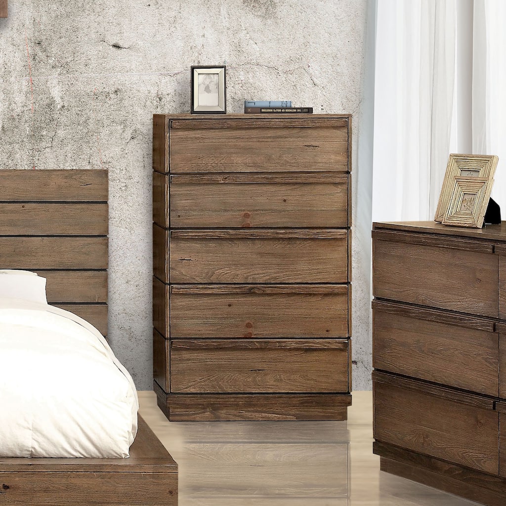 Emallson Rustic Natural Tone 5-Drawer Chest by Furniture of America