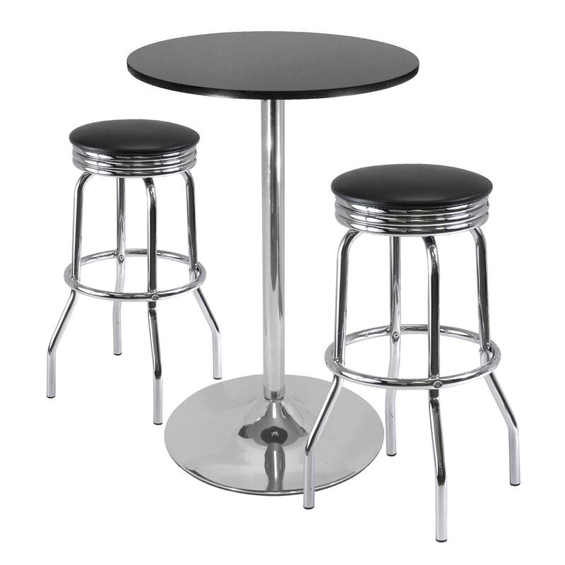 3pc Black and Chrome Retro Style Pub Set 40.25"