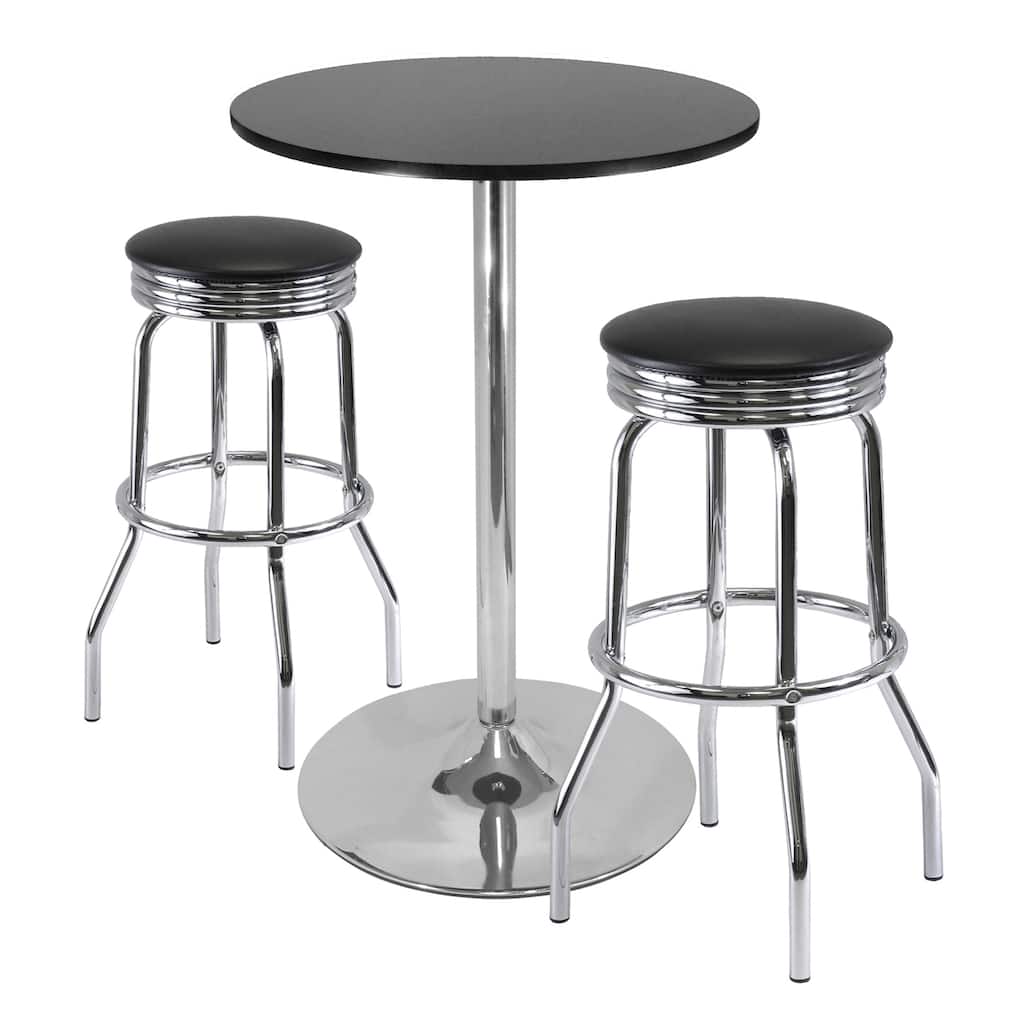 3pc Black and Chrome Retro Style Pub Set 40.25"